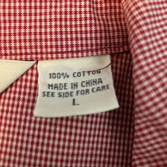 Eddie Bauer Jacket Womens Sz L Red‎ White Gingham Full Zip Cotton Lightweight - Picture 7 of 9